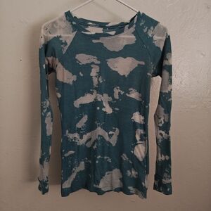 L.O.L. Vintage Teal & White Tie-Dye Ribbed Long Sleeve Tee